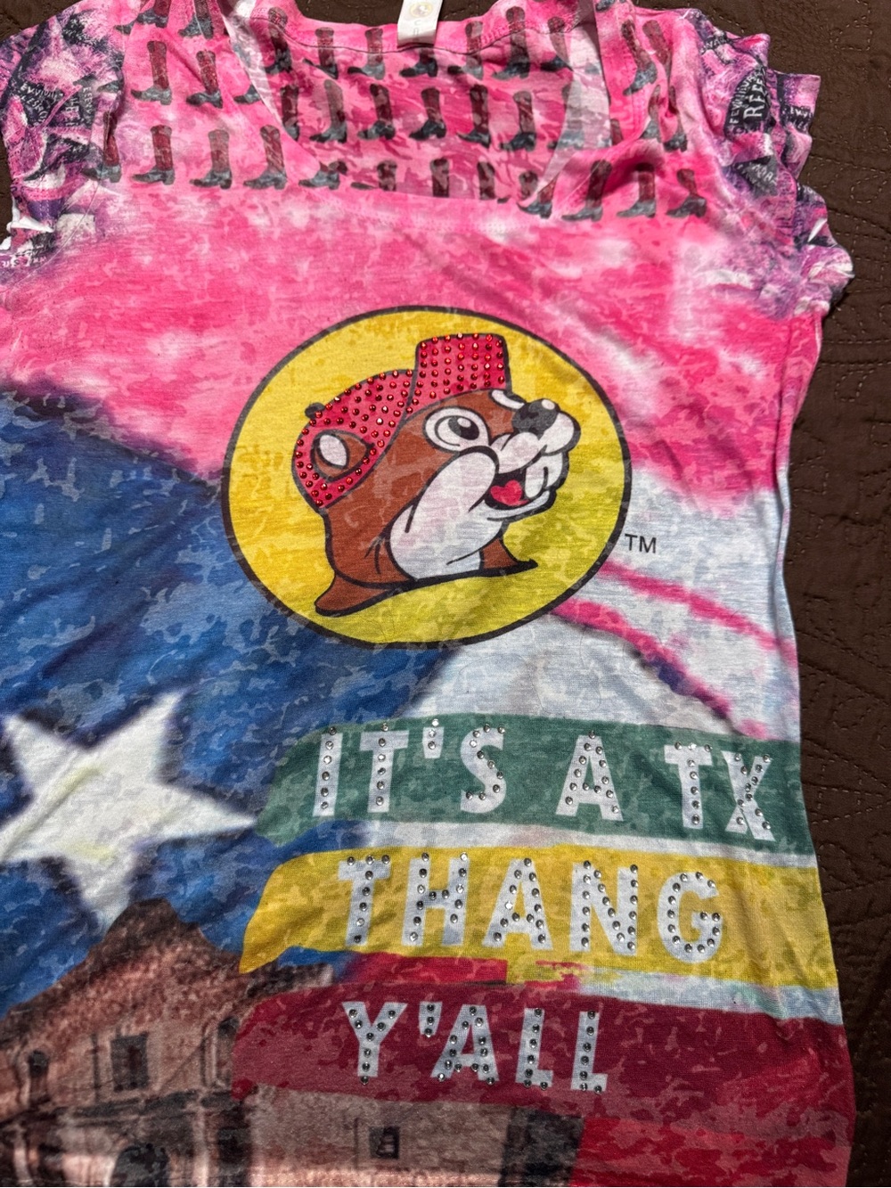Pink Multicolor womens Short Sleeve thin Graphic Tee - Buc-ee's Inspired